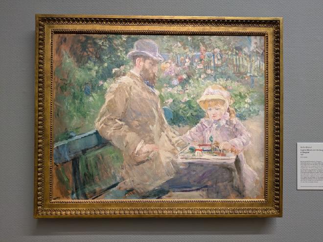 Impressionist painting of Eugene Manet and his daughter - Berthe Morisot